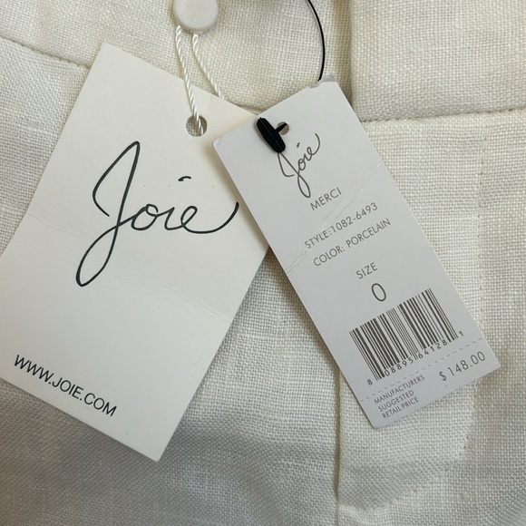 Joie Off White (Porcelain) Linen Shorts. Size 0 - Picture 4 of 5